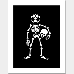 skeleton soccer ball head holding skull hooligan Halloween Posters and Art